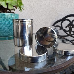 Nesting metal canisters with chrome finish